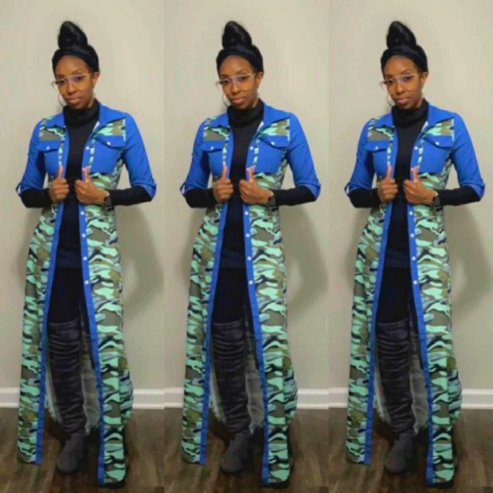 Camo & Denim Dress/ Cardigan